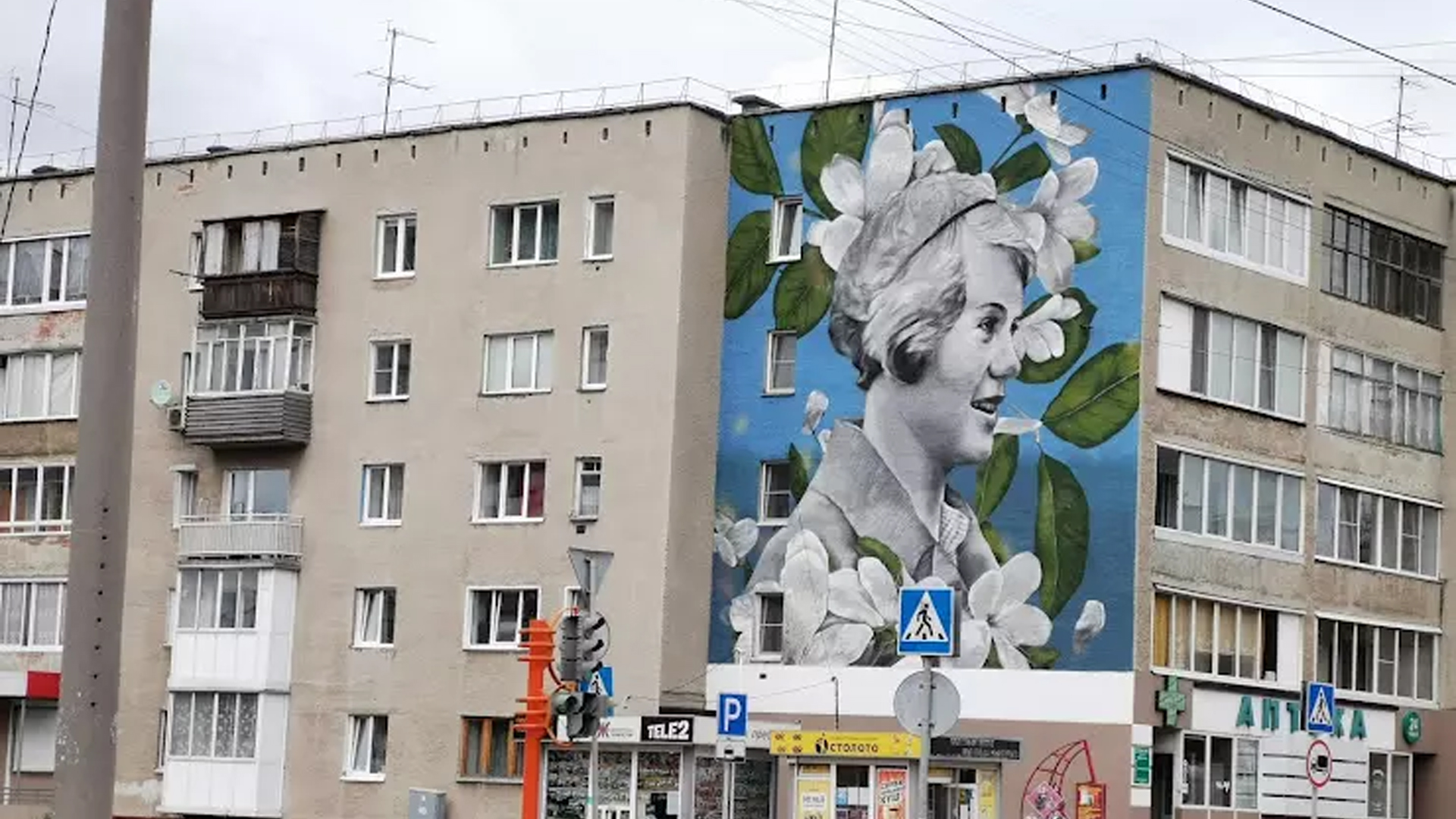 Мурал с изображением Волошиной В. Д